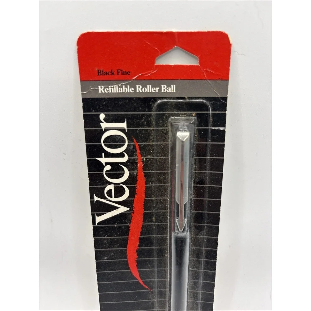 Vtg Parker Vector Refillable Roller Ball Pen‎ Black Fine Sealed 03723 USA